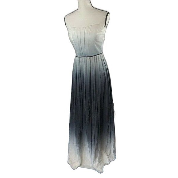 Milly Size 6 Womans Black White Long Formal Dress Strapless Fit Flare NWT